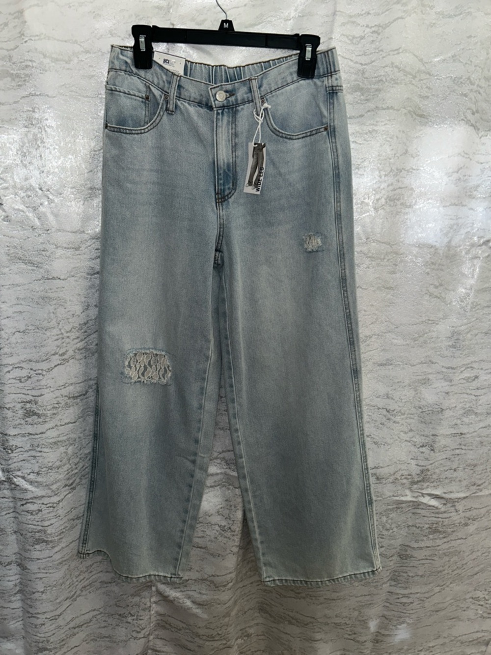Vanilla Star Light Blue Wide Leg Distressed Jeans
